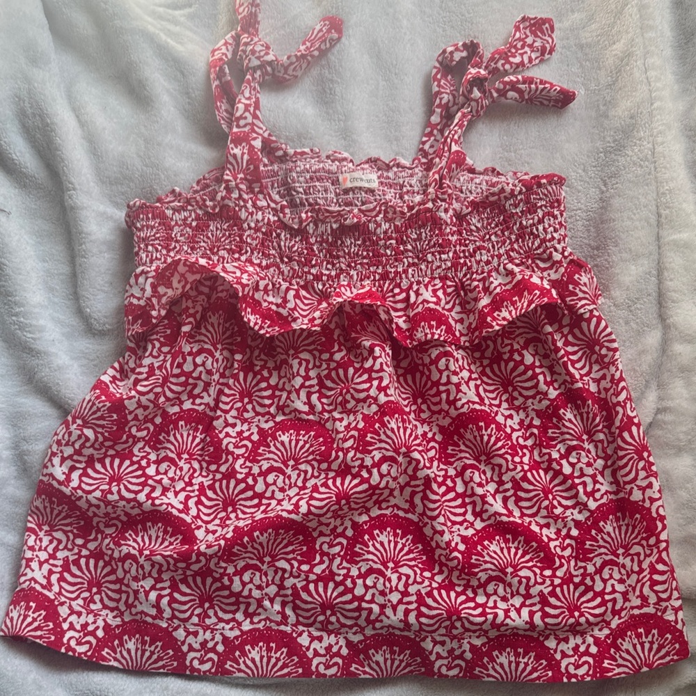 Crewcuts Red and White Sleeveless Tank with ruffles